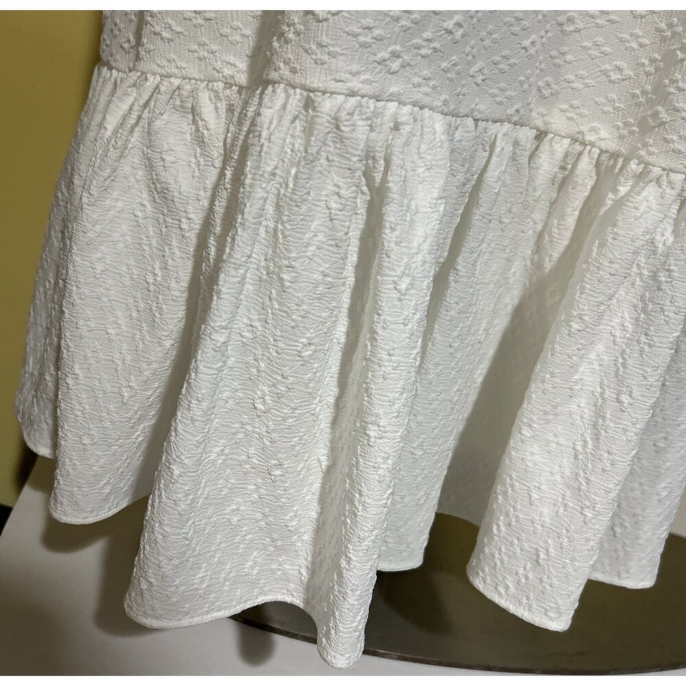 Tommy Hilfiger White Ruffle Fit Flair Sleeveless Shift Dress Biz Classic Prep - Picture 4 of 12